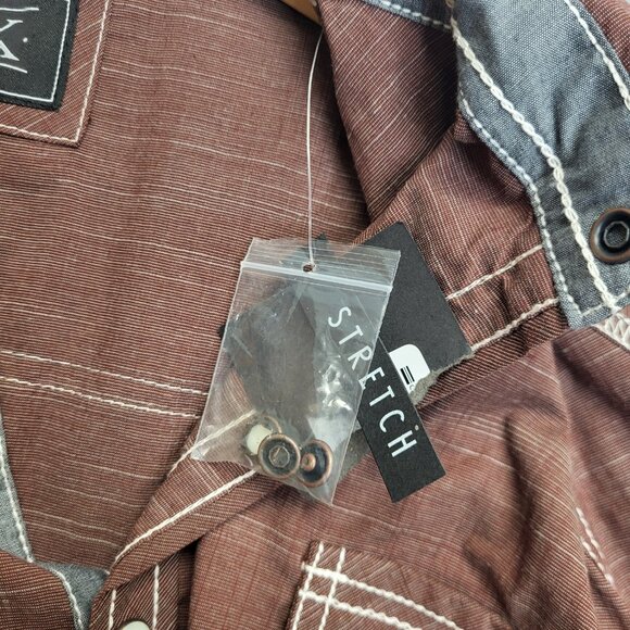 Buckle Black Shirt Mens Large Marled Athletic Fit Stretch Pearl Snap Long Sleeve - Picture 11 of 12